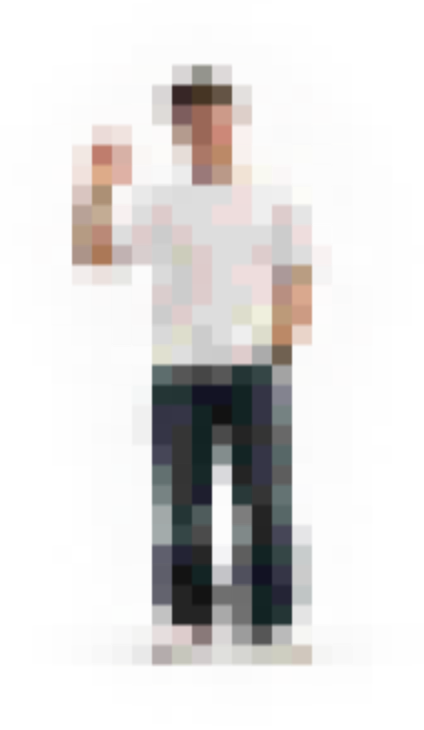 Stefano in stile pixel che saluta
